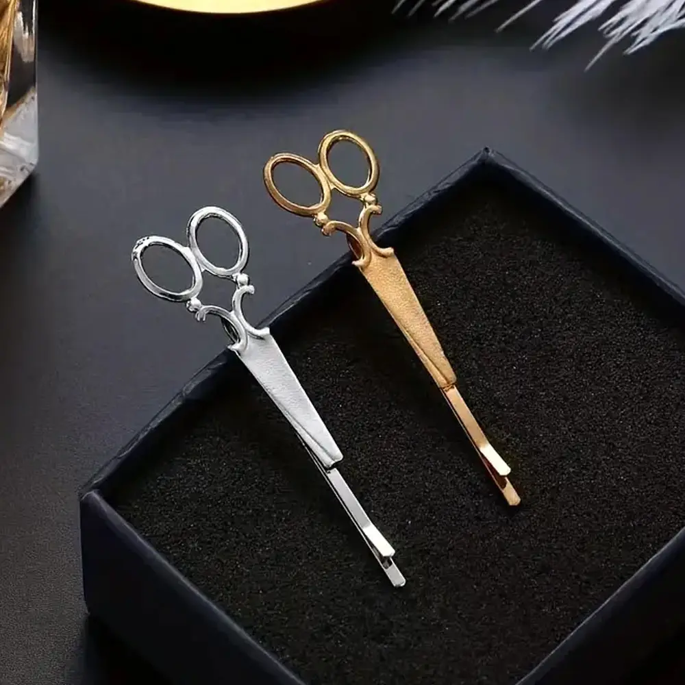 Creative Scissors Shaped Hairpin Women Girls Gold Silver Color Metal Barrettes Lady Simple Bangs Side Hair Clip