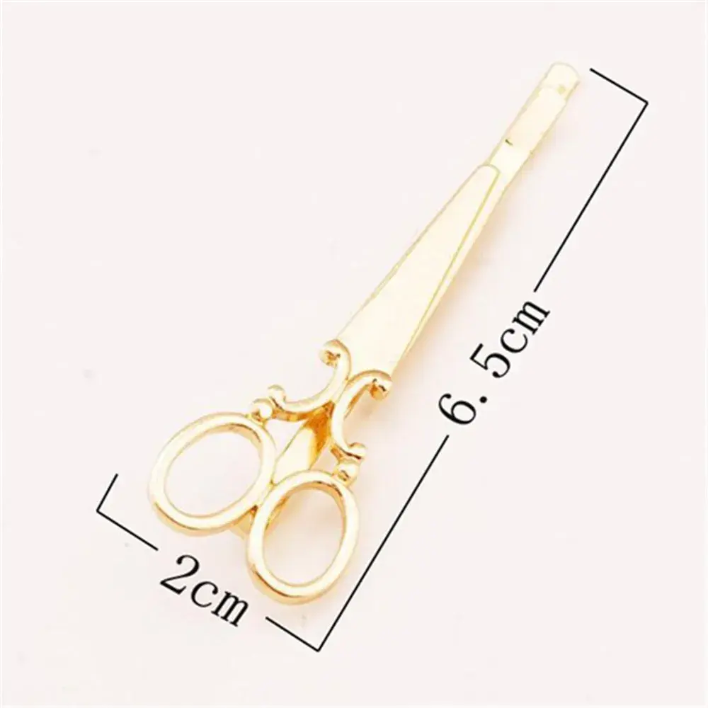 Creative Scissors Shaped Hairpin Women Girls Gold Silver Color Metal Barrettes Lady Simple Bangs Side Hair Clip