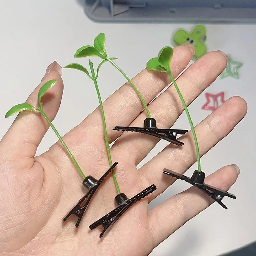 5pcs/Set Funny Grass Flower Mushroom Bean Sprout Hair Clips Faux Plant Shaped Hairpin Women Girl Barrettes Party Hair Decoration