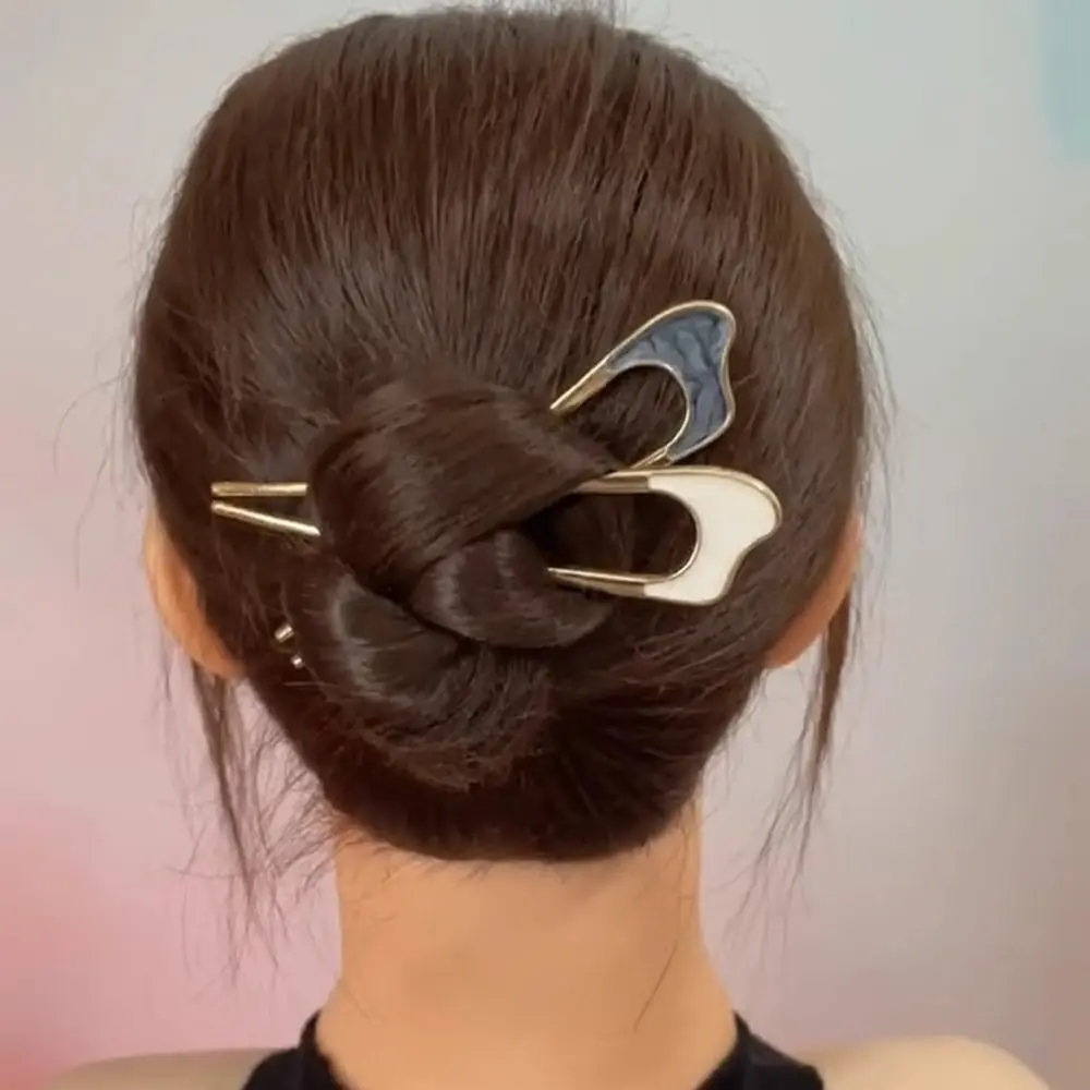 Fashion Metal U Shaped Hair Stick Simple Twist Hairpin For Buns Chignons Women Girls Party Hairstyles Tool