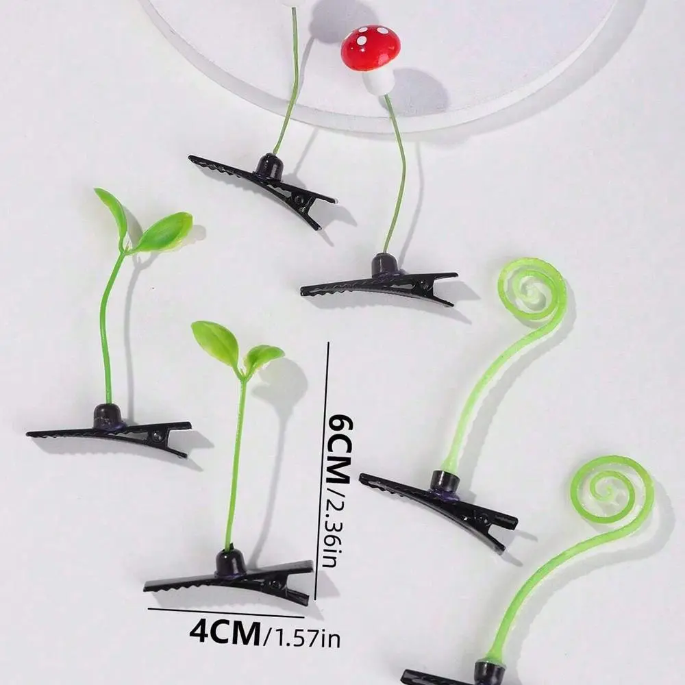 5pcs/Set Funny Grass Flower Mushroom Bean Sprout Hair Clips Faux Plant Shaped Hairpin Women Girl Barrettes Party Hair Decoration
