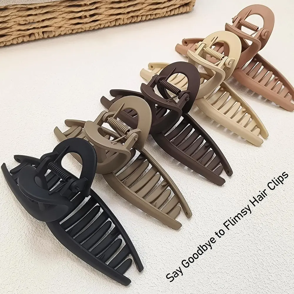 Elegant Rectangle Solid Color Hair Claws Middle Sizes Non-Slip Women Matte Frosted Jaw Clamp For Thick Long Hair Party Headwear