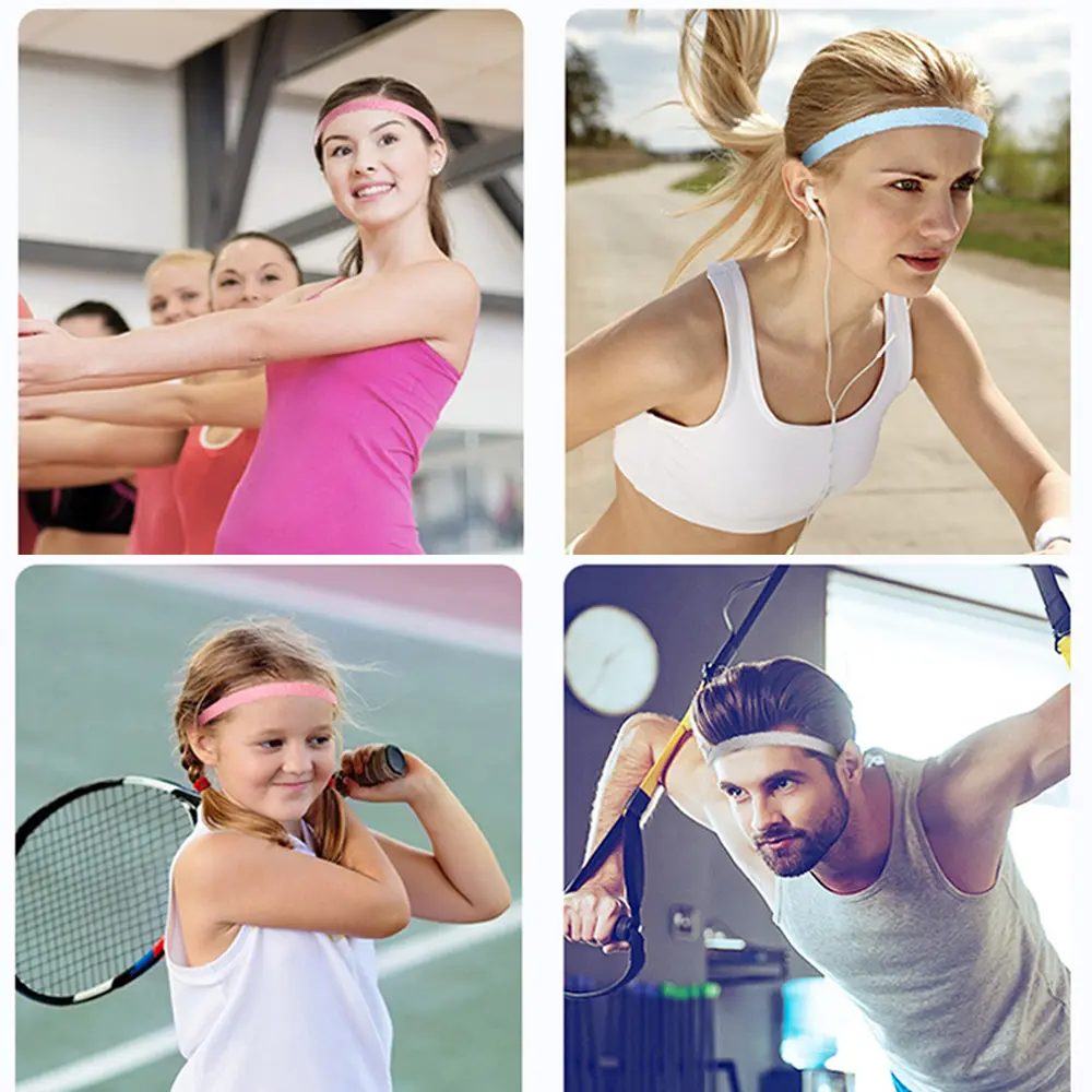 Simple Elastic Sports Headbands Non-Slip Silicone Rubber Guide Sweatband Women Men Running Yoga Fitness Headwear
