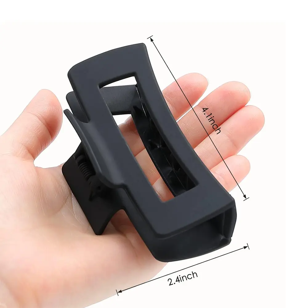 Elegant Rectangle Solid Color Hair Claws Middle Sizes Non-Slip Women Matte Frosted Jaw Clamp For Thick Long Hair Party Headwear