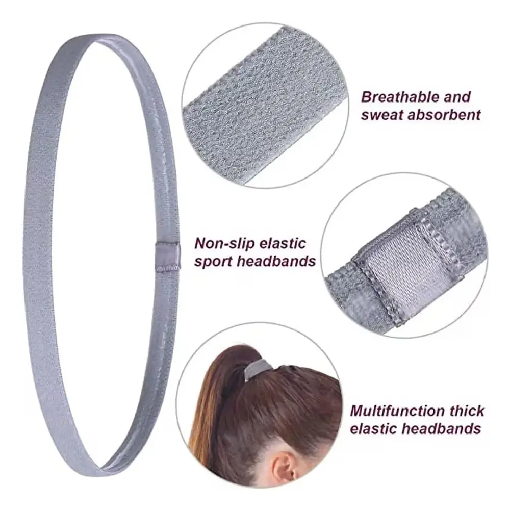 Simple Elastic Sports Headbands Non-Slip Silicone Rubber Guide Sweatband Women Men Running Yoga Fitness Headwear