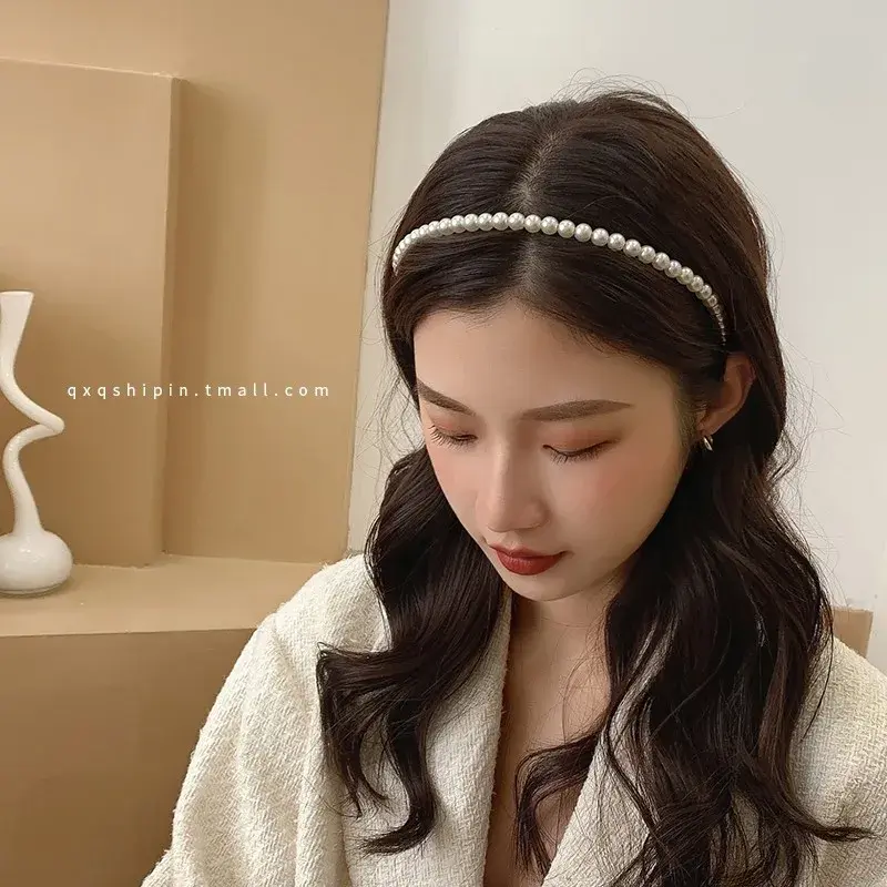 Fashion Faux Pearl Beaded Hair Hoop Princess Style Non-Slip Headband Women Girls Birthday Party Headwear Bridal Hairband