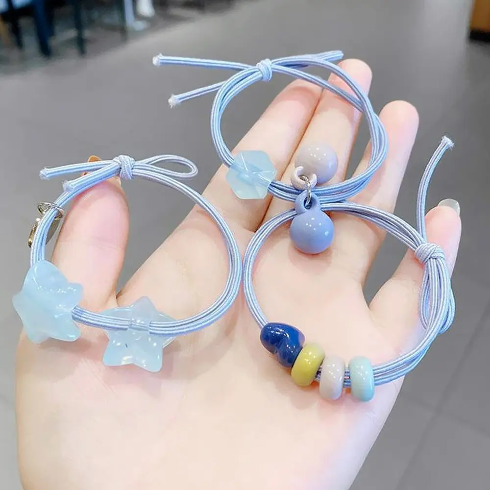 8pcs/Set Fashion Stars Beaded Hair Rope Kids Cute Bear Dinosaur Animal Rubber Band For Child Girls Ponytail Bow Hair Ties Loop