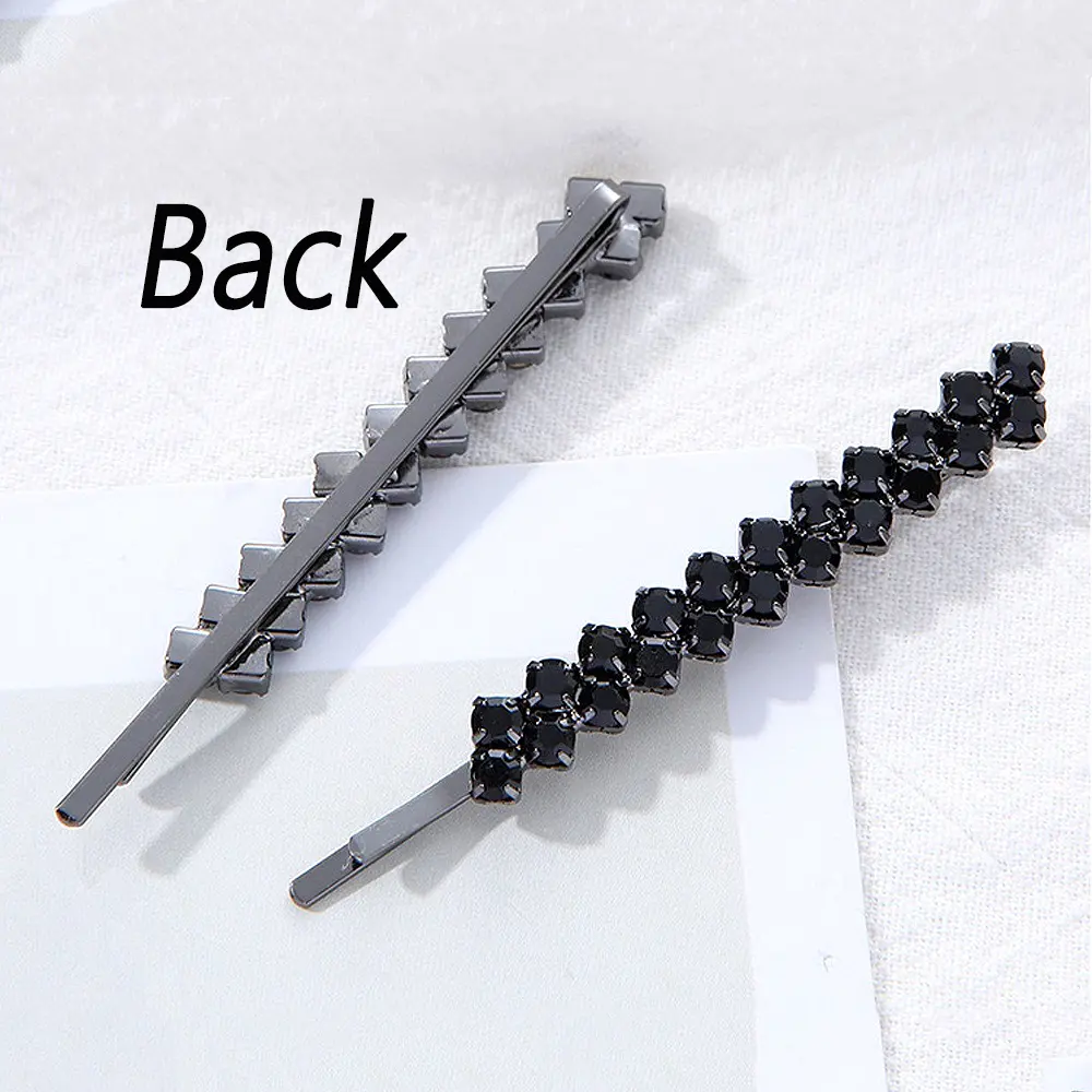 2pcs/Set Simple Rhinestones Hair Clip Women Makeup Bangs Bobby Hairpin Metal Bb Barrettes For Any Occasion Friend Gifts