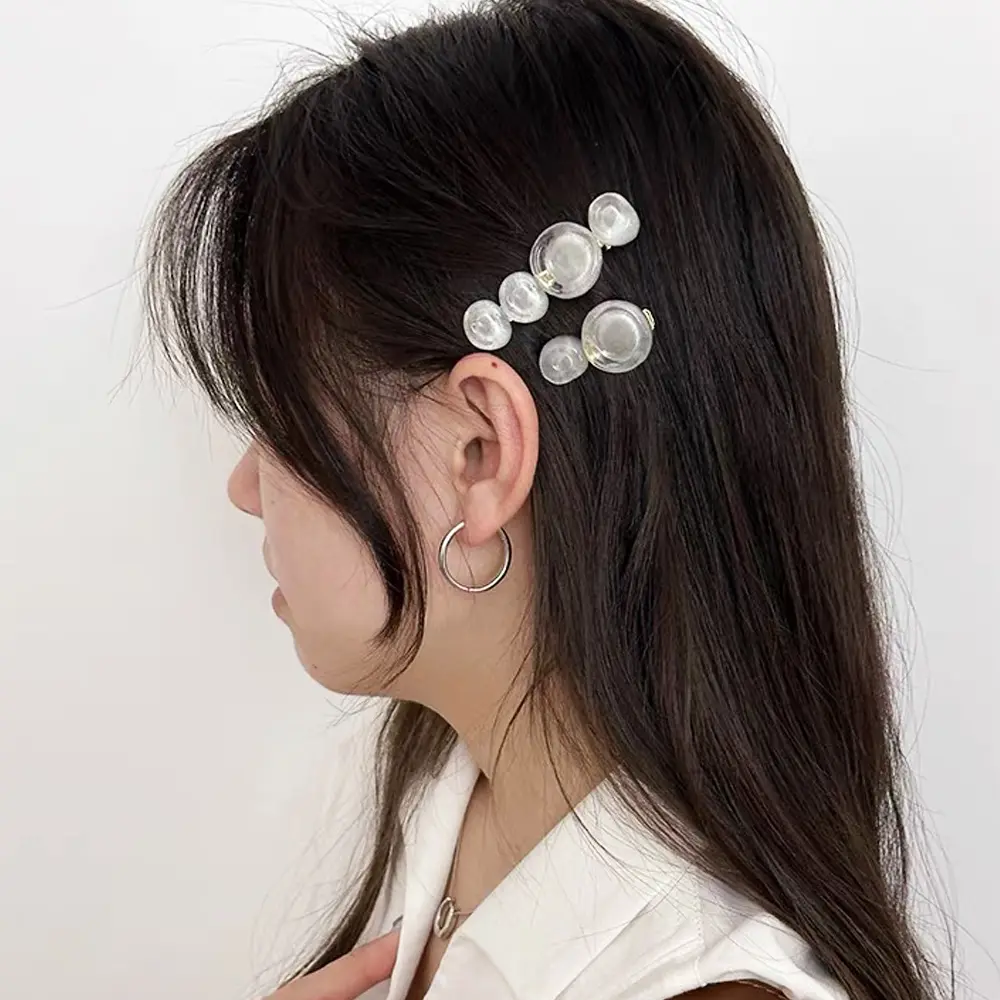 2pcs/Set Creative Blue Bubble Hair Clip Jelly Color Stone Charms Duckbill Barrettes Women Girl Side Bang Hairpin Casual Headwear
