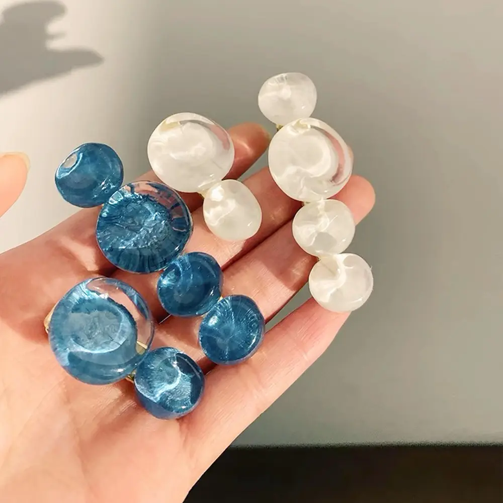 2pcs/Set Creative Blue Bubble Hair Clip Jelly Color Stone Charms Duckbill Barrettes Women Girl Side Bang Hairpin Casual Headwear