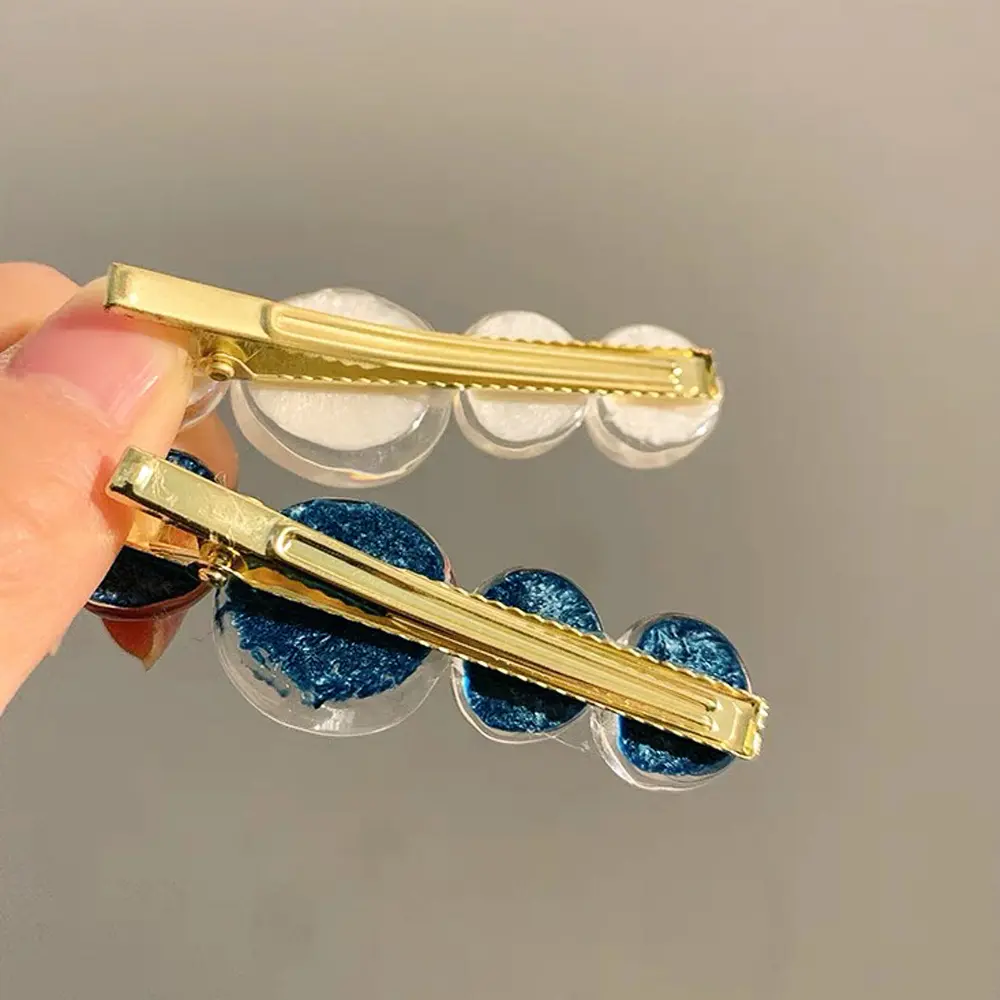 2pcs/Set Creative Blue Bubble Hair Clip Jelly Color Stone Charms Duckbill Barrettes Women Girl Side Bang Hairpin Casual Headwear
