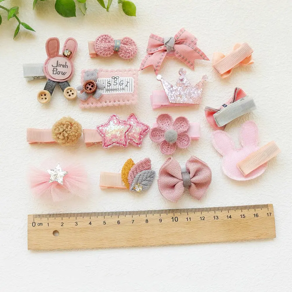 3/4pcs/Set Cartoons Bowknot Flower Hair Clips Sweet Princess Duckbill Barrettes Baby Girls Side Bangs Hairpins Kids Headwear