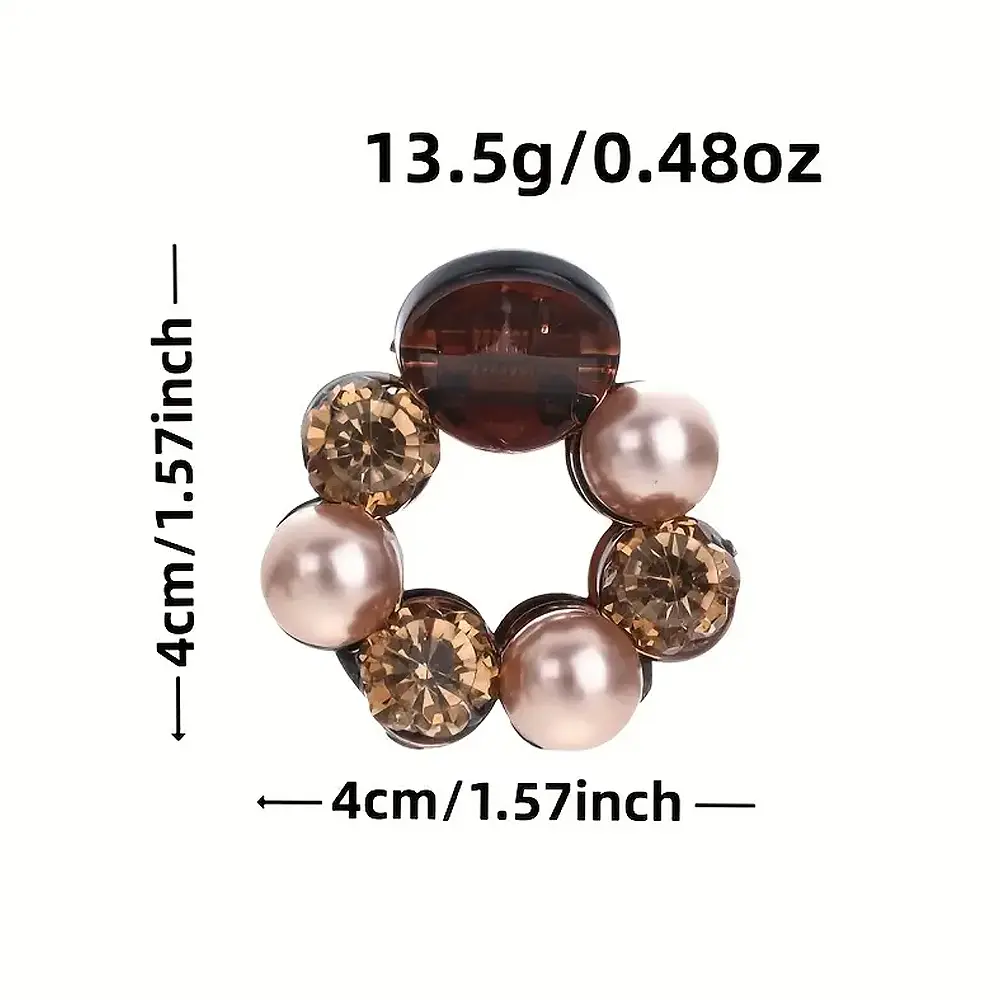 Exquisite Flower Pearl Hair Claw Sparkling Rhinestone Jaw Clip Women Girl Small Size Shark Clamp For Bath Shower Ponytail Holder