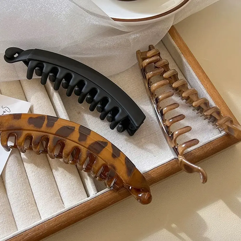 Classic Leopard Print Banana Hair Clips Large Size Non-Slip Ponytail Holder Barrettes Women Girls French Styles Headwear