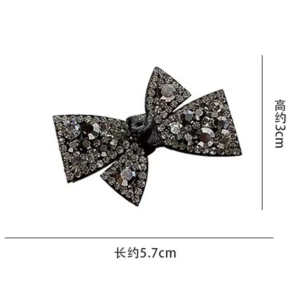 Classic Velvet Bowknot Hair Clips Rhinestone Duckbill Hairpin Women Girls Side Bangs Barrettes For Makeup Headwear Friend Gift