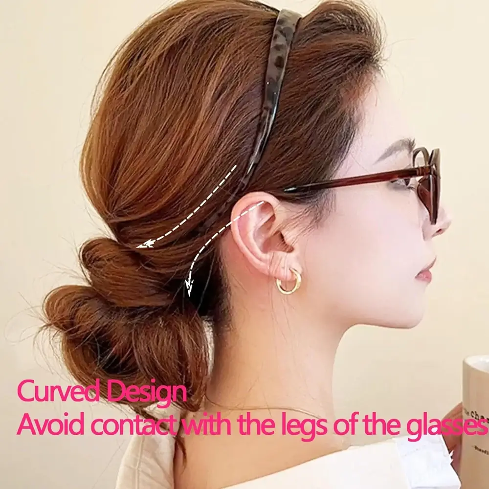 Fashion Acrylic Eyewear Headbands Retro Leopard Print Anti-Slip Hair Hoop Women Girls Fixed Headband For Makeup Summer Headwear