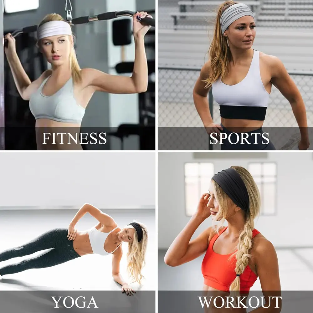 Solid Color Wide Headband Elastic Cotton Sport Yoga Hair Band Unisex Fashion Turban Hair Hoop For Women Men Makeup Workout