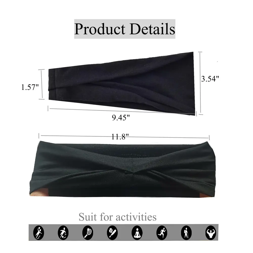 Solid Color Wide Headband Elastic Cotton Sport Yoga Hair Band Unisex Fashion Turban Hair Hoop For Women Men Makeup Workout