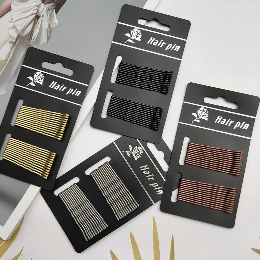 Black Color Bobby Pins Set Invisible Flat Metal Barrettes For Women Girls All Hair Types Decoration Non-Slip Braided Hair Clips
