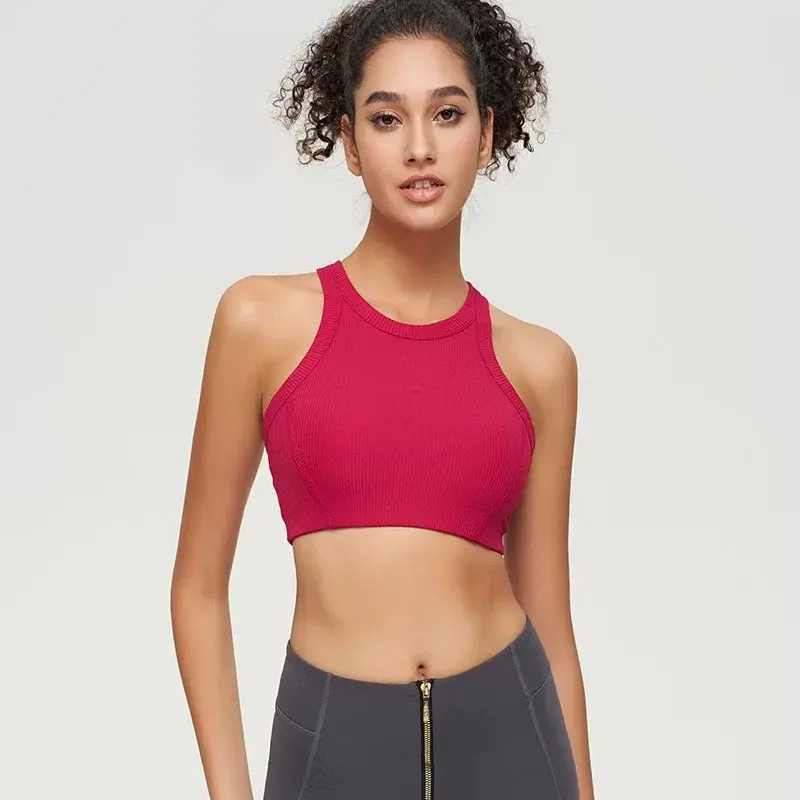 Yoga Clothing Integrated Fitness Bra Outside Wearing Running Vest Sports Underwear for Women Shock-proof High Intensity Suit Top