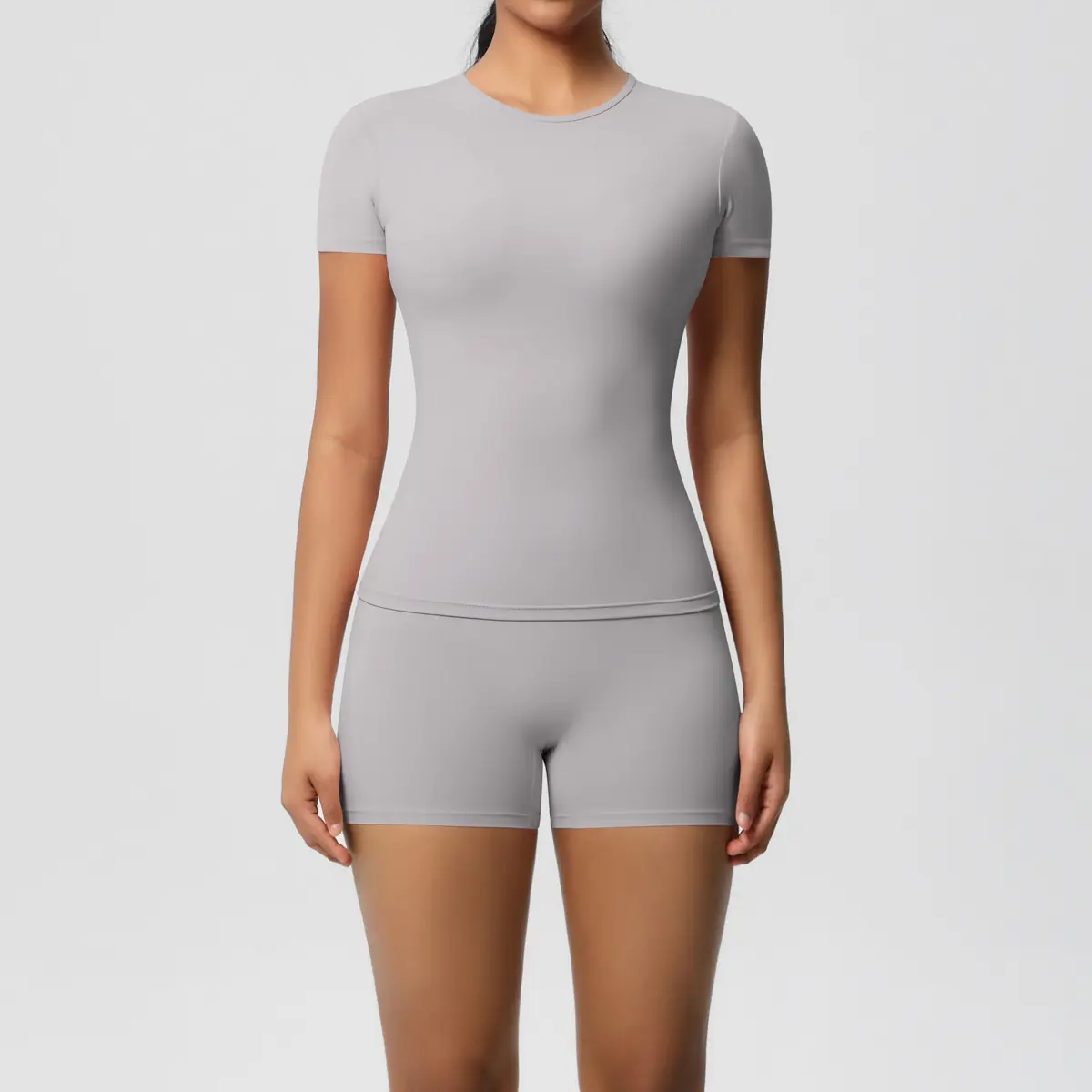 2PCS High Elastic Tight Shorts and Sports Suits Short Shirts Running Fitness Yoga Suits Top Women Quick-drying Summer Tights Set