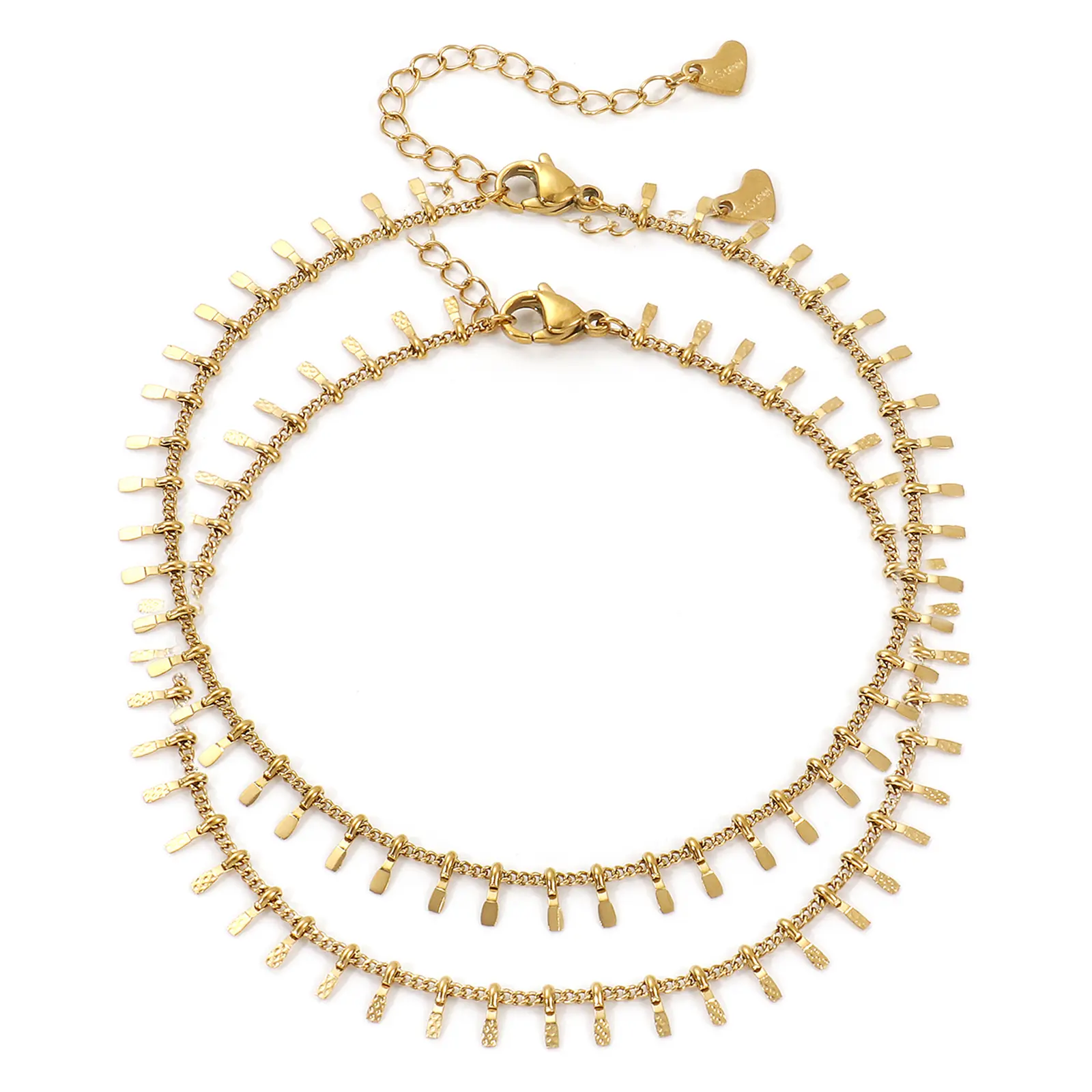 1 Piece Minimalist Stylish Anklet 18K Real Gold Plated 304 Stainless Steel Link Chain Tassel anklet For Women Gift 23cm long