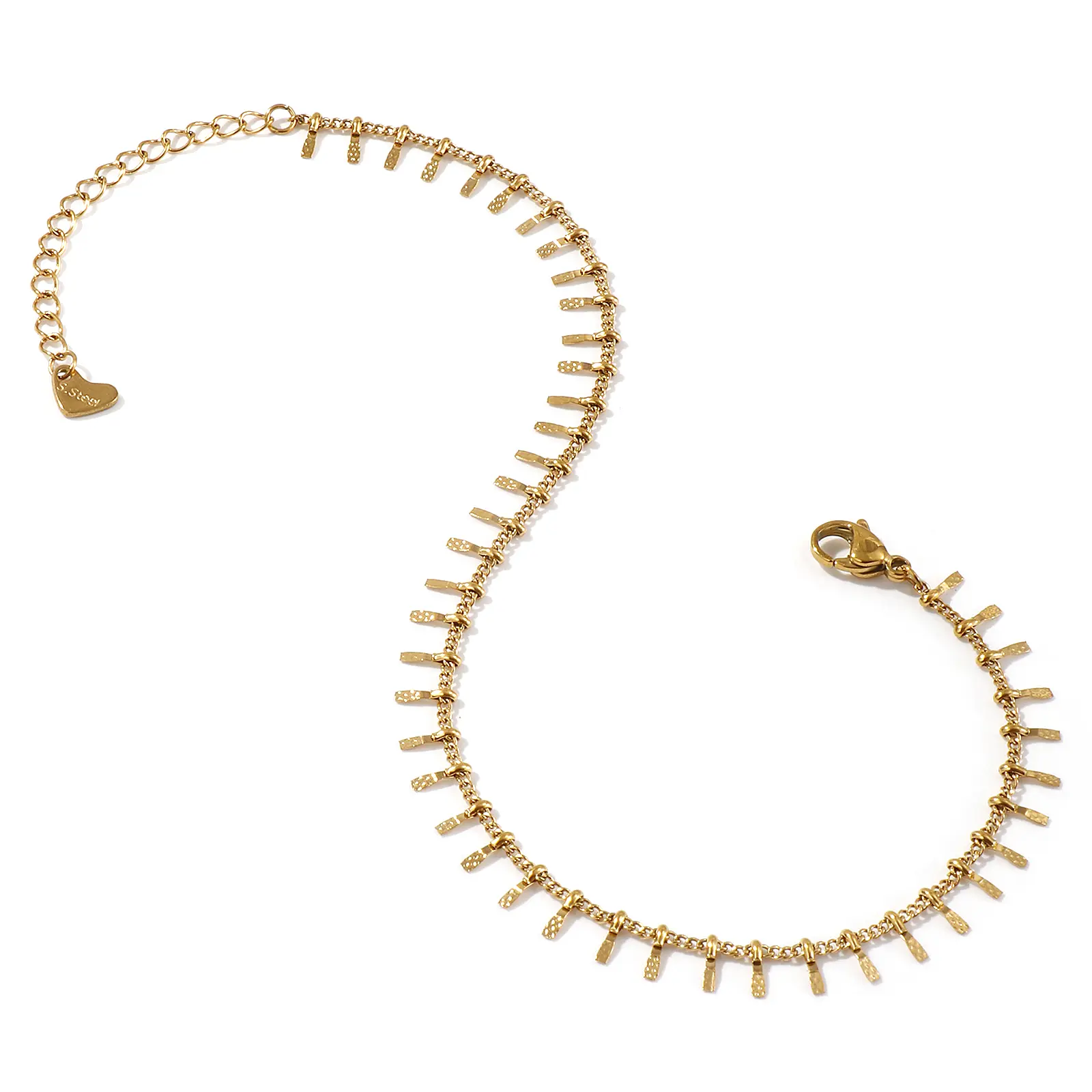 1 Piece Minimalist Stylish Anklet 18K Real Gold Plated 304 Stainless Steel Link Chain Tassel anklet For Women Gift 23cm long