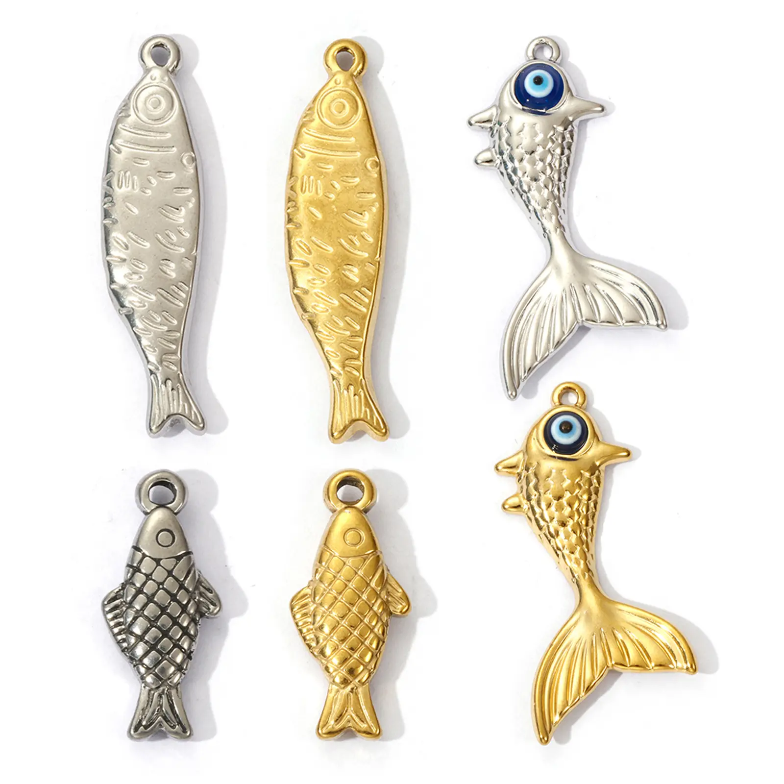 2 PCs 304 Stainless Steel Ocean Jewelry Charms Fish Animal Pendants For DIY Necklace Jewelry Making Findings