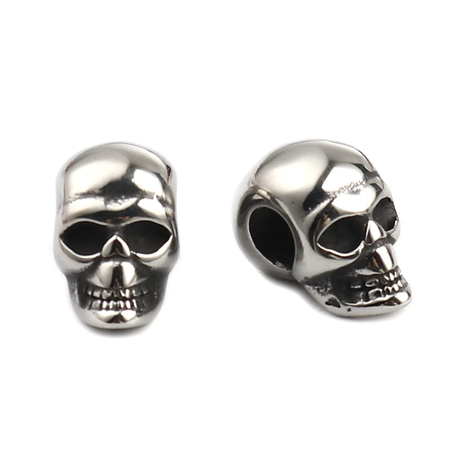 1 Piece Stainless Steel Skull Beads For Jewelry Making Halloween Black Skeleton Beads Diy Necklace Bracelet Supplies 16x9mm