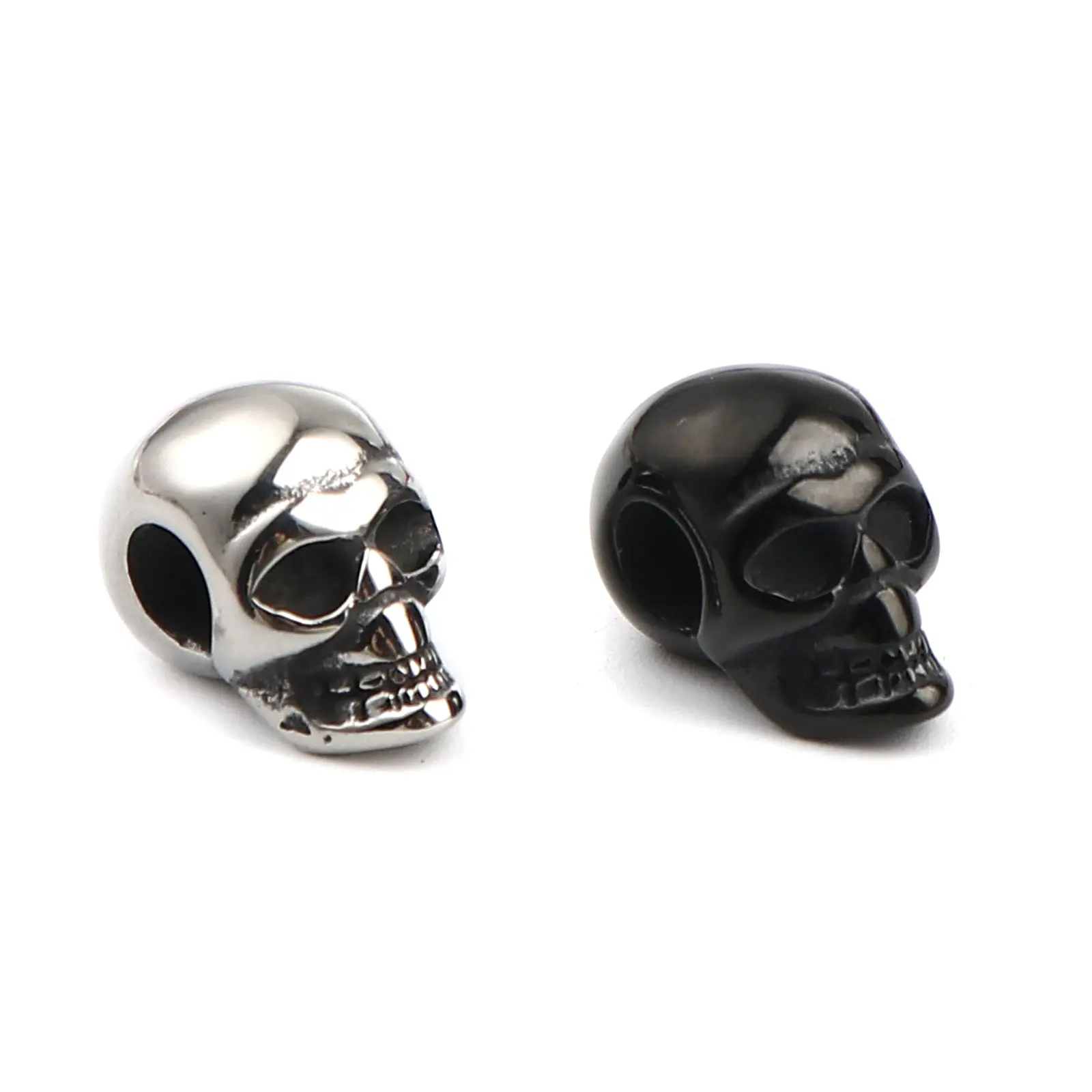 1 Piece Stainless Steel Skull Beads For Jewelry Making Halloween Black Skeleton Beads Diy Necklace Bracelet Supplies 16x9mm
