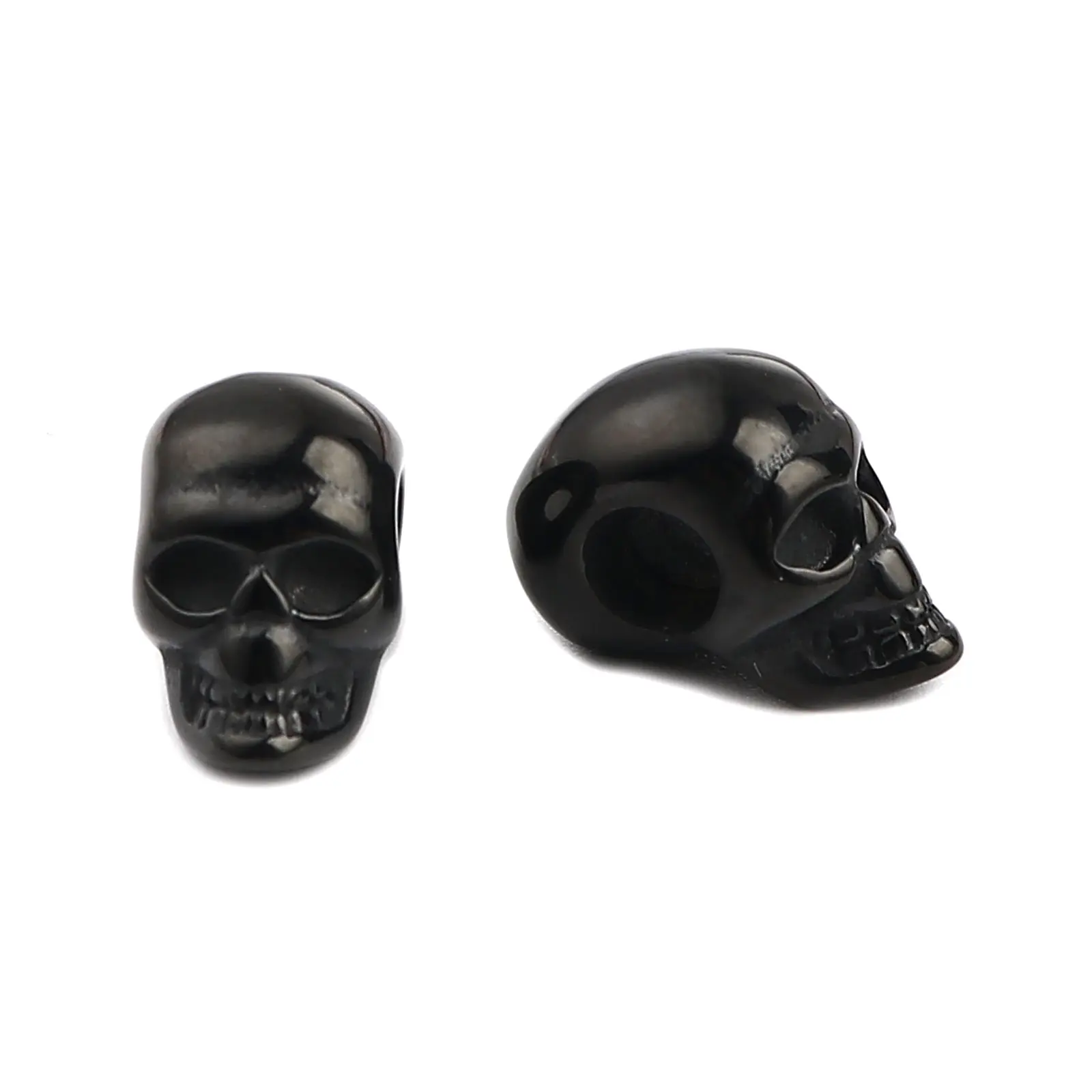 1 Piece Stainless Steel Skull Beads For Jewelry Making Halloween Black Skeleton Beads Diy Necklace Bracelet Supplies 16x9mm