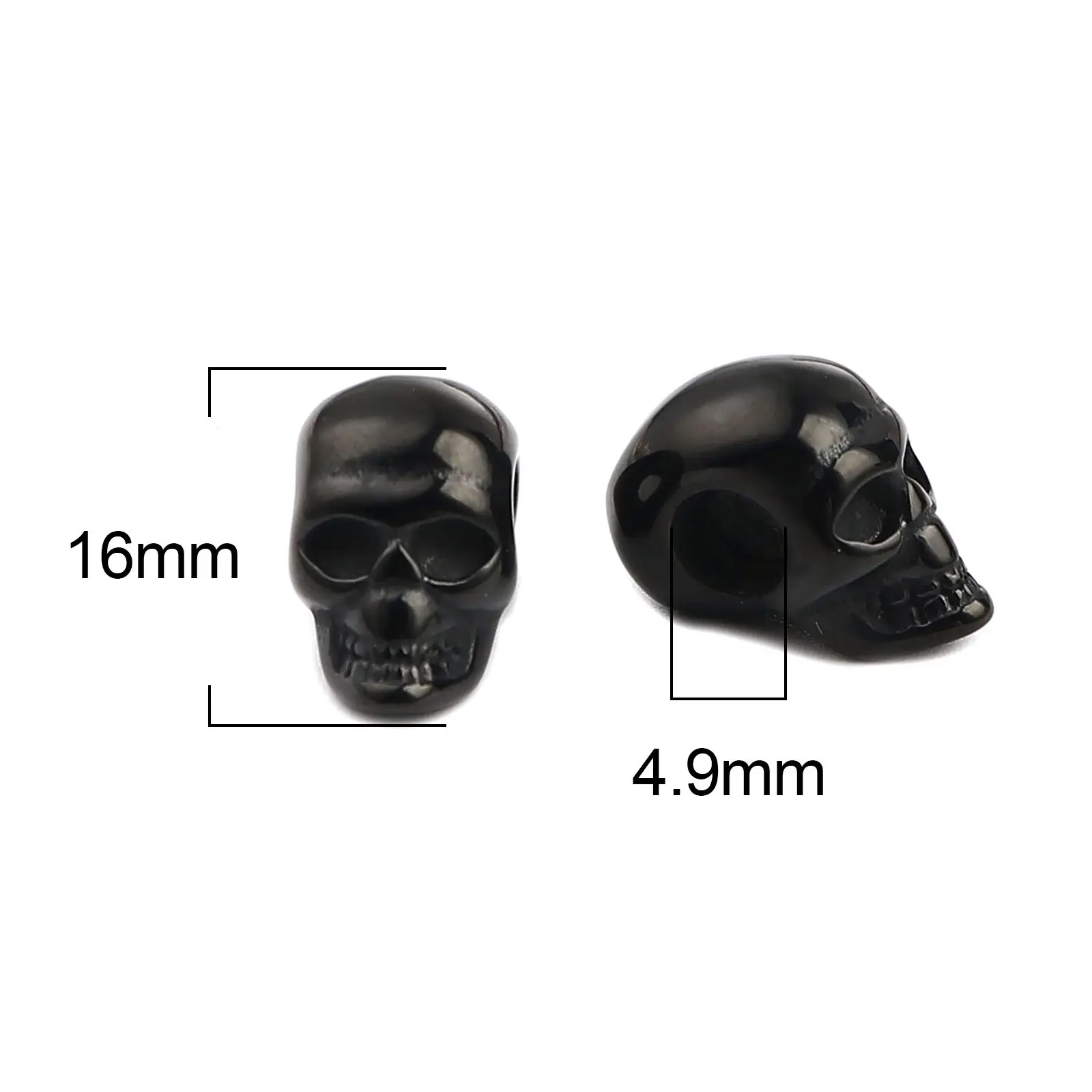 1 Piece Stainless Steel Skull Beads For Jewelry Making Halloween Black Skeleton Beads Diy Necklace Bracelet Supplies 16x9mm