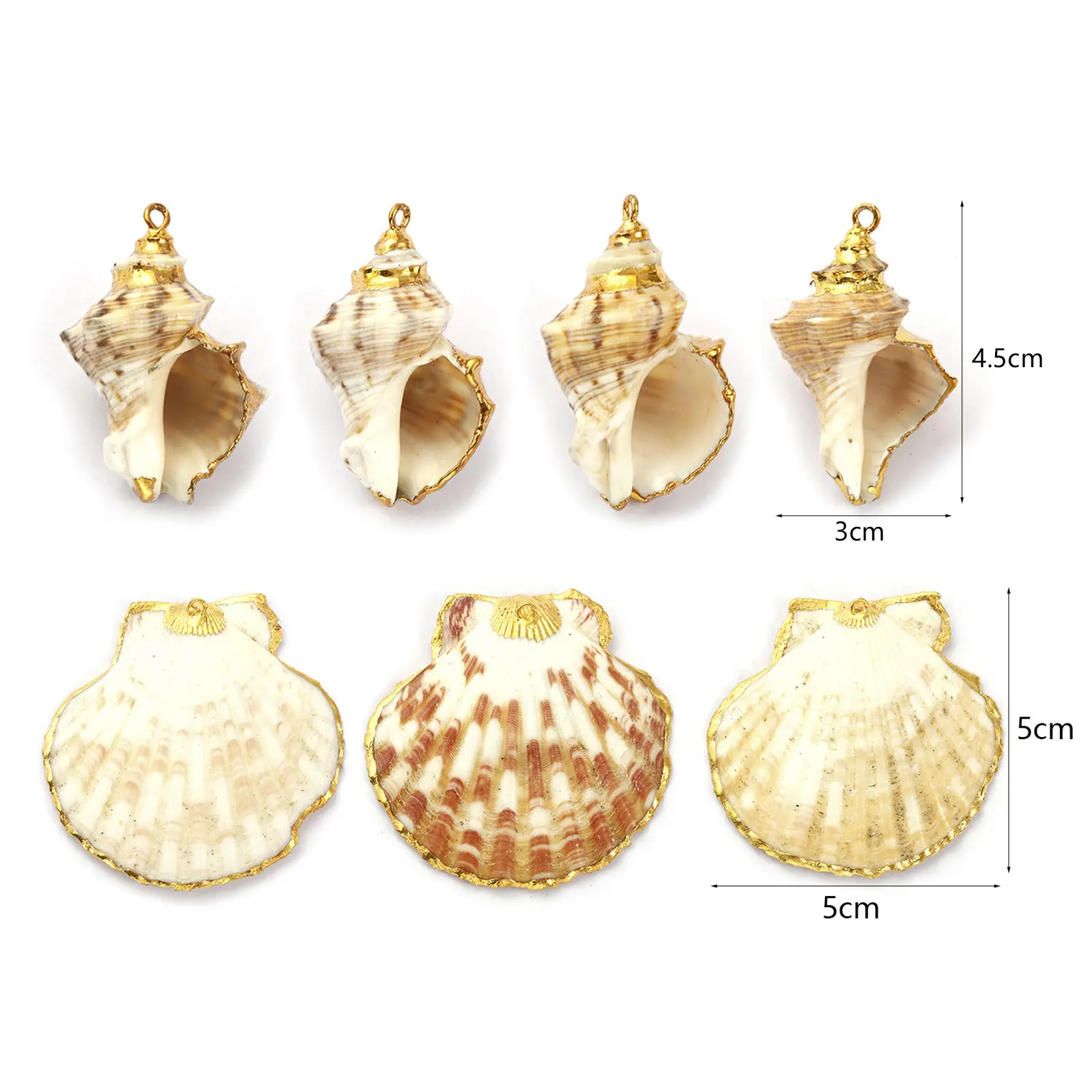 2 PCs Shell Pendants Gold Plated Scallop Conch Ocean Jewelry Charms For DIY Necklace Earrings Jewelry Making Findings