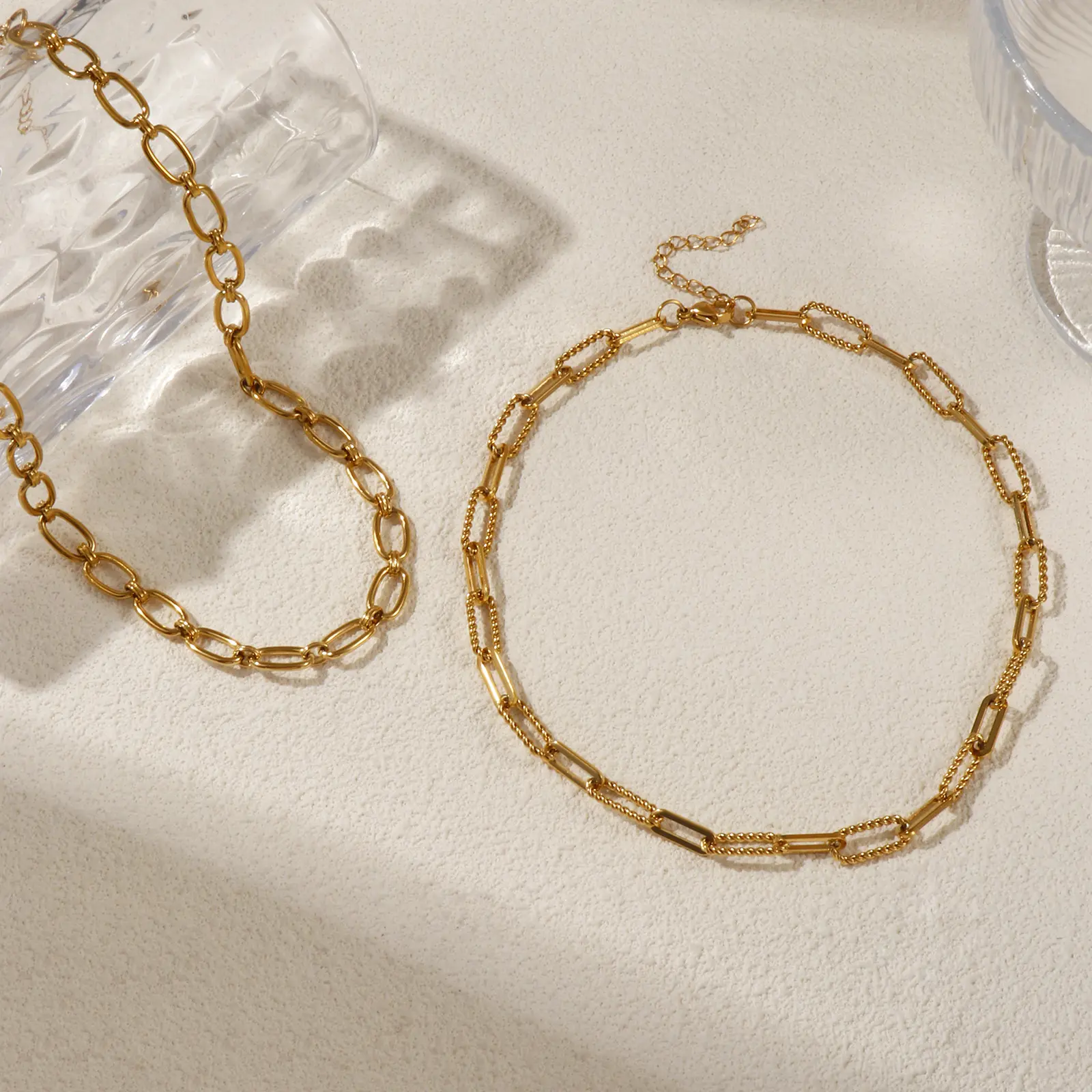 1 Piece 304 Stainless Steel Paperclip Link Chain Oval Necklace 18K Gold Plated 40cm + 5cm For Women Simple & Casual Gift
