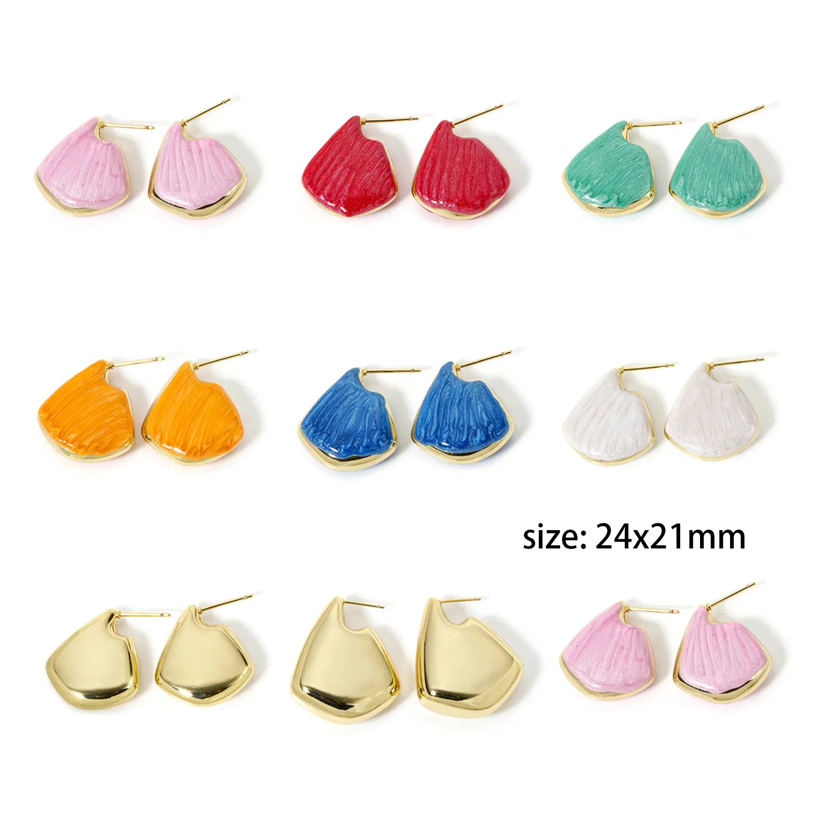 1 Pair Stylish Gold Plated Brass Drop Ear Post Stud Earrings For Women Party Gifts