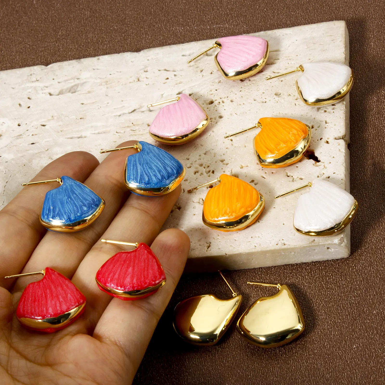 1 Pair Stylish Gold Plated Brass Drop Ear Post Stud Earrings For Women Party Gifts