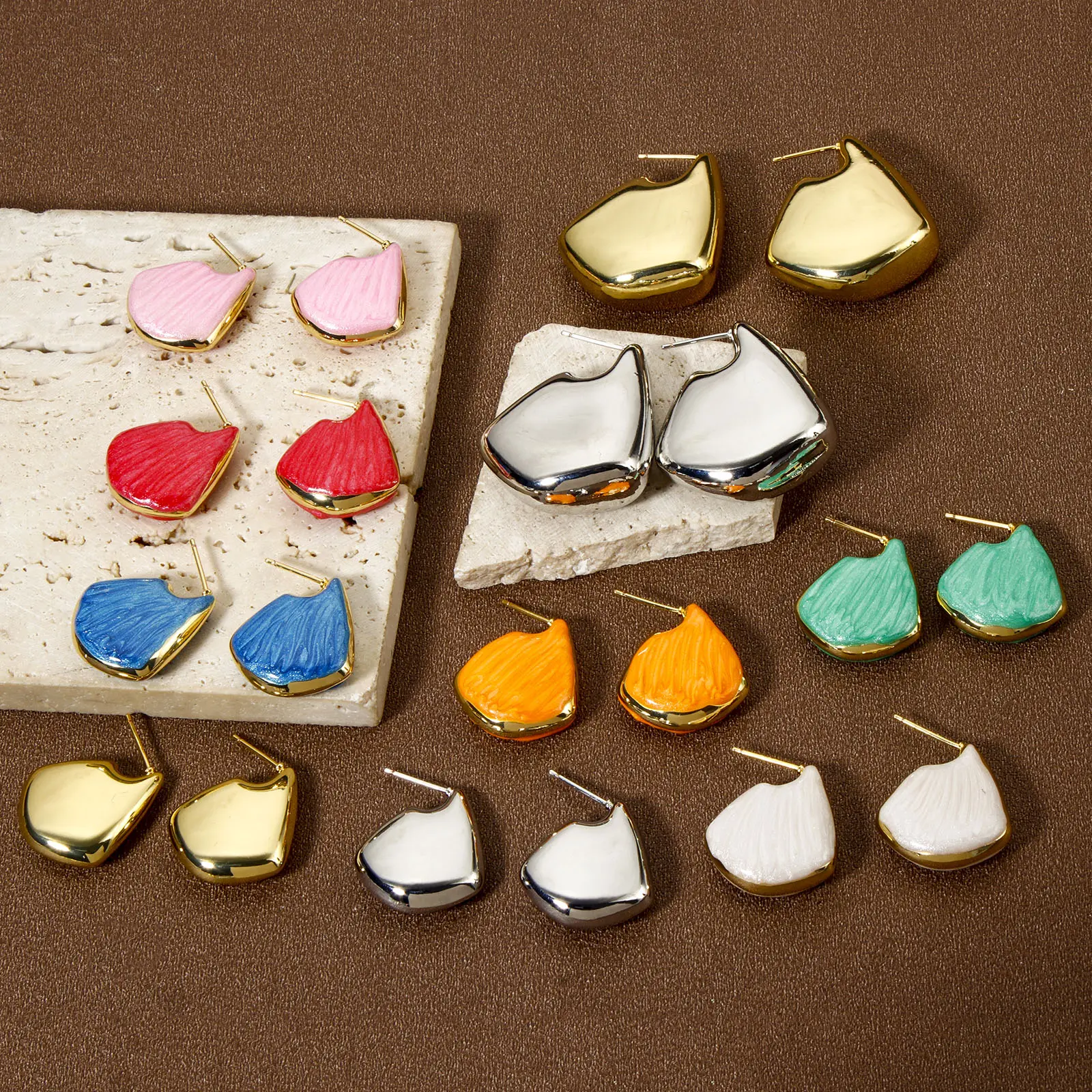 1 Pair Stylish Gold Plated Brass Drop Ear Post Stud Earrings For Women Party Gifts