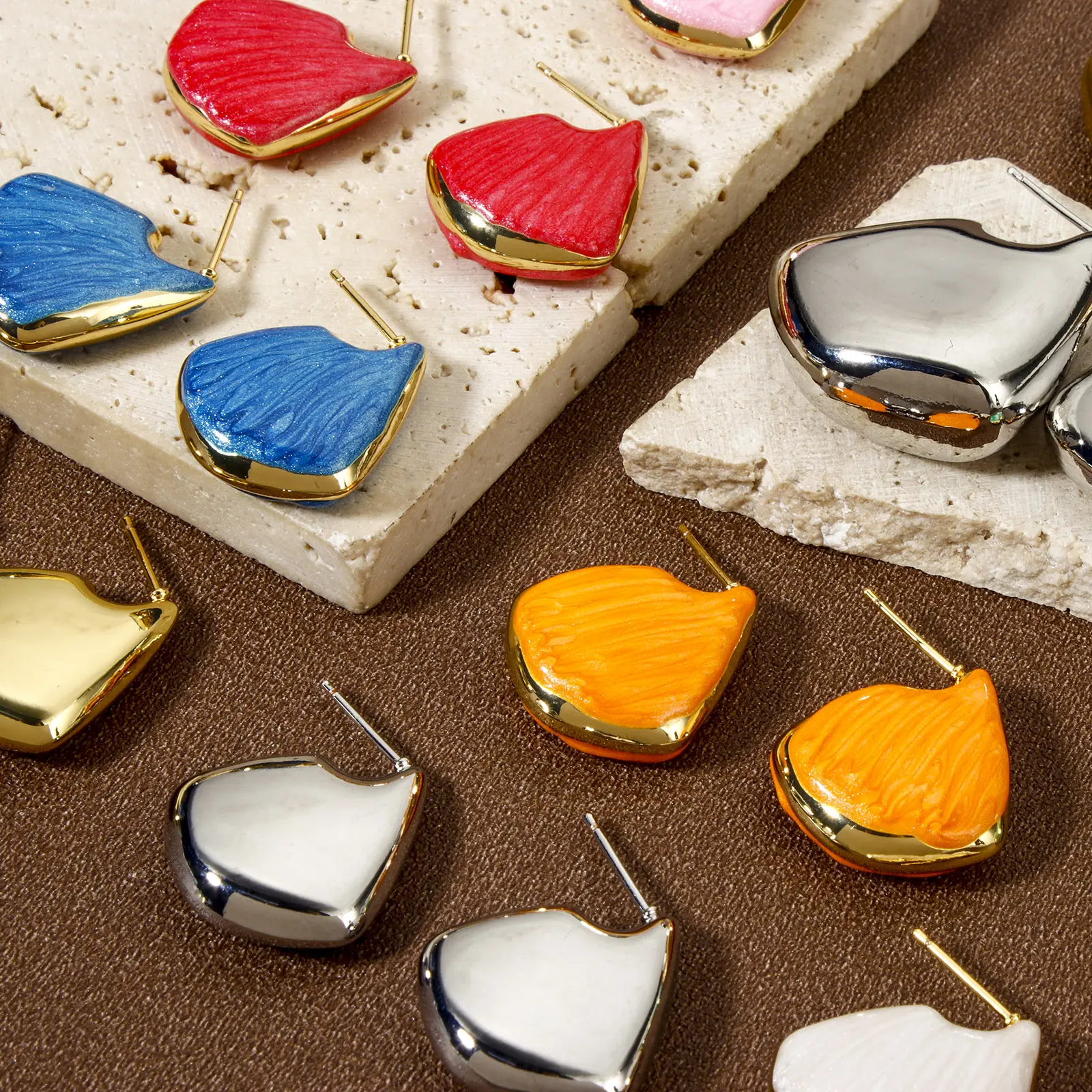 1 Pair Stylish Gold Plated Brass Drop Ear Post Stud Earrings For Women Party Gifts