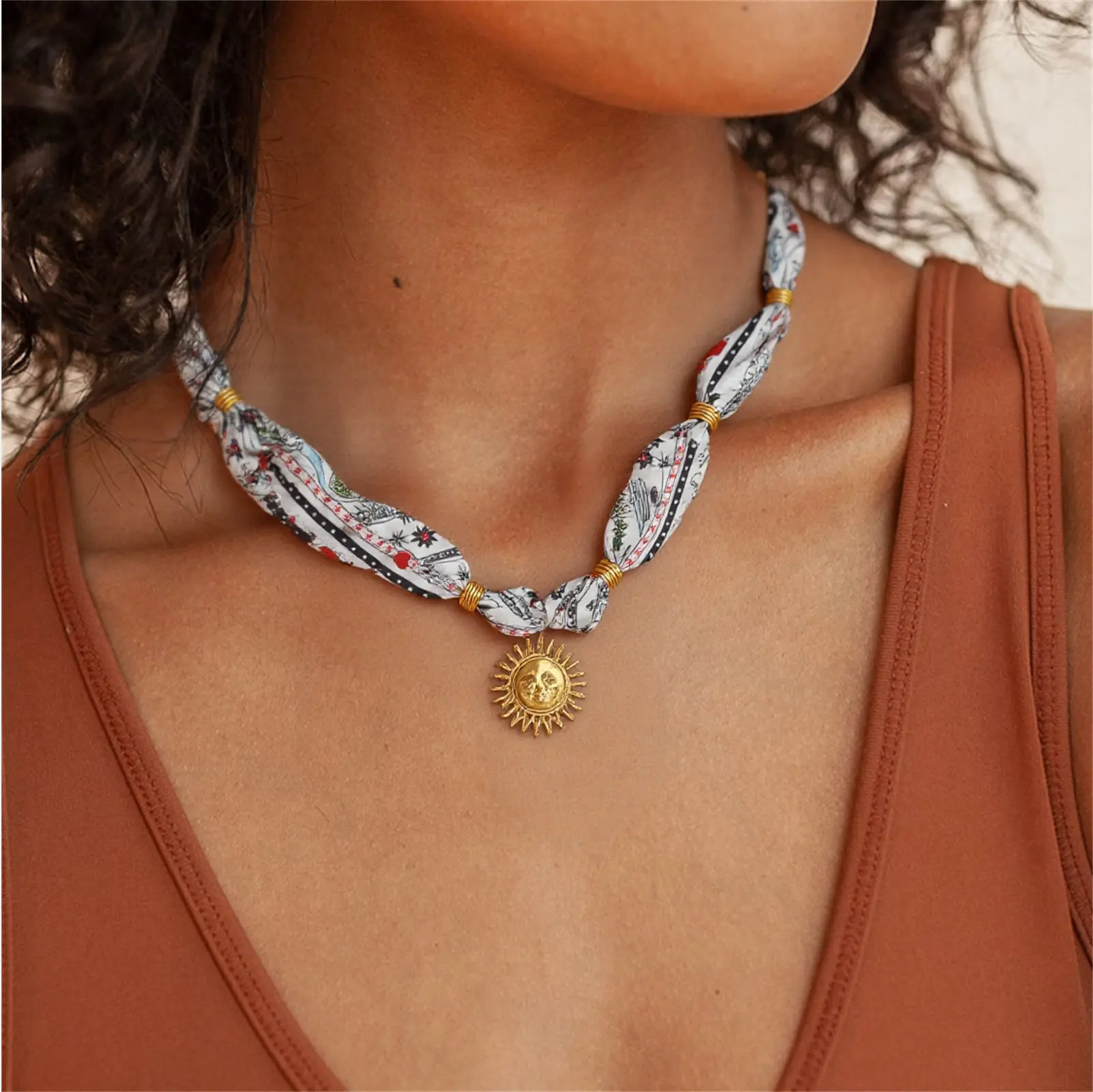 Scarf Necklace Sun Metal Pendant Charm 304 Stainless Steel & Polyester 80cm(31.5") For Women Cartoon Images Dainty Galaxy Gift