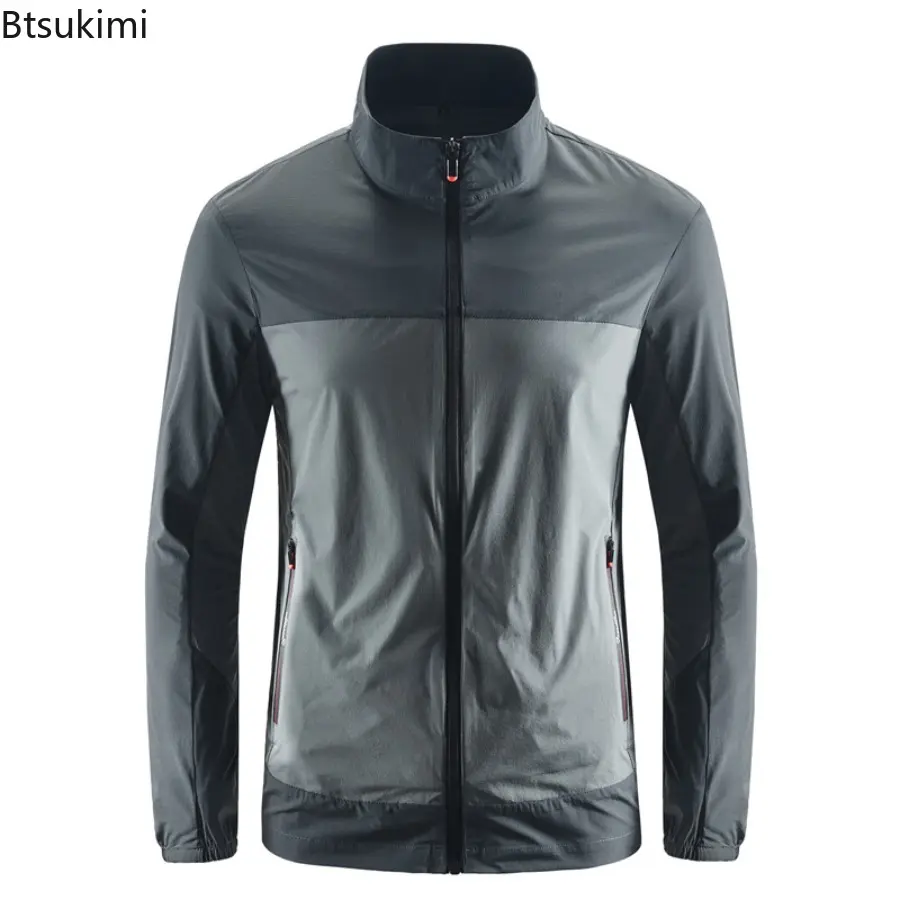2025 Summer New Men's Thin Jacketcoat Fashion Trend Outdoor Lightweight Contrast Coat Sports Beach Thin Coats Sunscreen Clothing