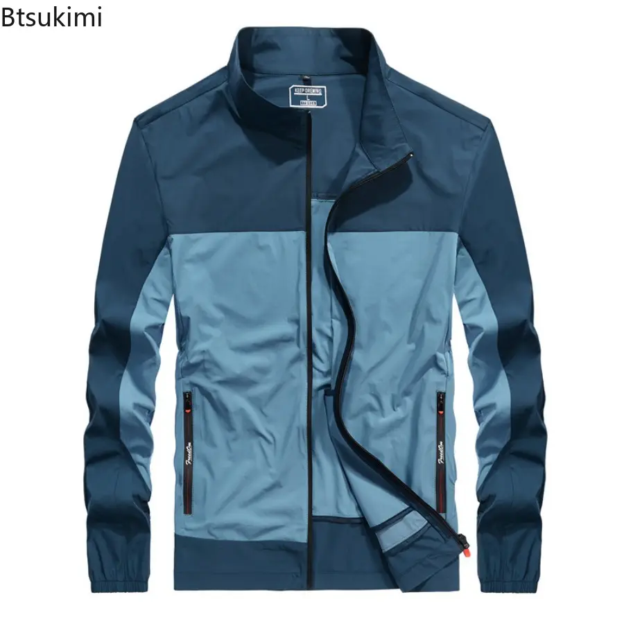2025 Summer New Men's Thin Jacketcoat Fashion Trend Outdoor Lightweight Contrast Coat Sports Beach Thin Coats Sunscreen Clothing