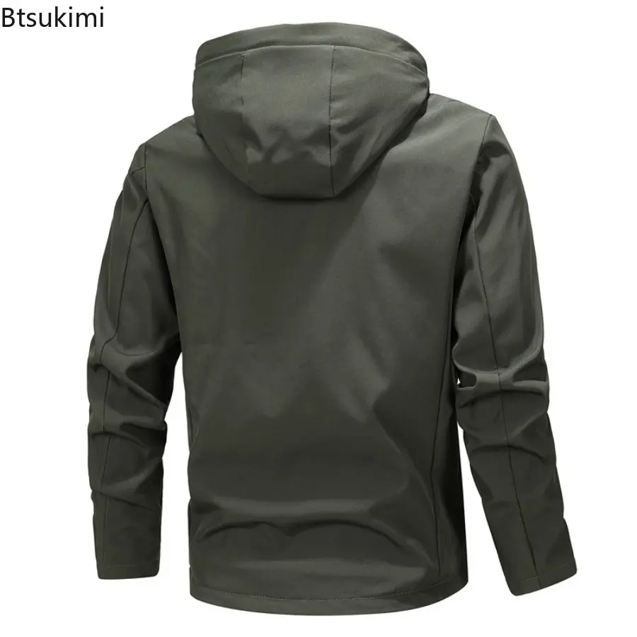 New 2025 Spring Autumn Men's Bomber Jackets Fashion Hiking Windbreaker Hooded Coats Sports Climbing Zipper Jackets Male M-7XL