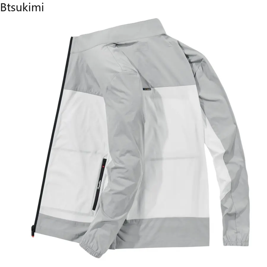 2025 Summer New Men's Thin Jacketcoat Fashion Trend Outdoor Lightweight Contrast Coat Sports Beach Thin Coats Sunscreen Clothing