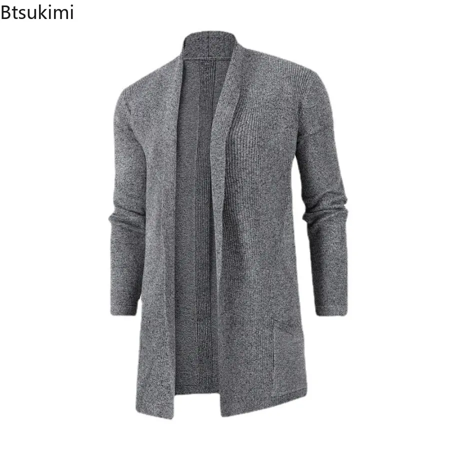 2025 Autumn Men Casual Fashion Cardigan Sweater Homme Solid Color Knitting Coat Hombre Top Male All-match Outwear Men's Clothing
