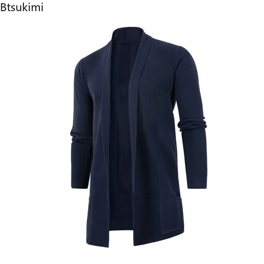 2025 Autumn Men Casual Fashion Cardigan Sweater Homme Solid Color Knitting Coat Hombre Top Male All-match Outwear Men's Clothing