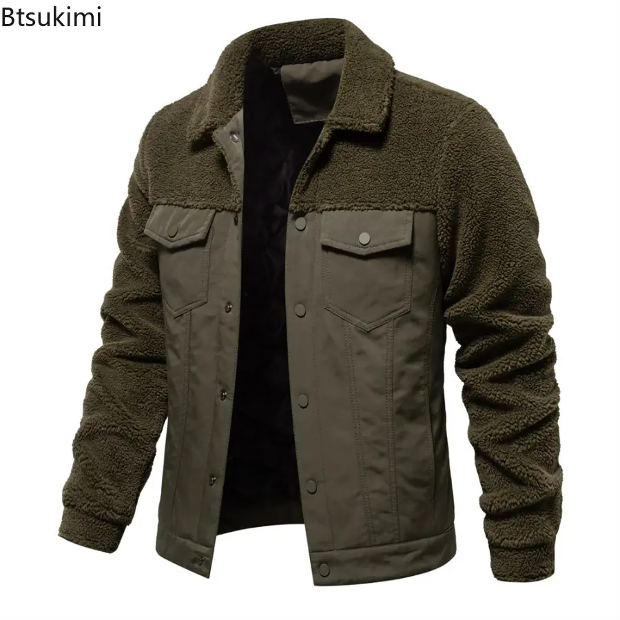 2025 New Autumn and Winter Men's Lamb Wool Splicing Jacket Thick and Warm Jacket Fashion Casual High-quality Men's Thick Coats