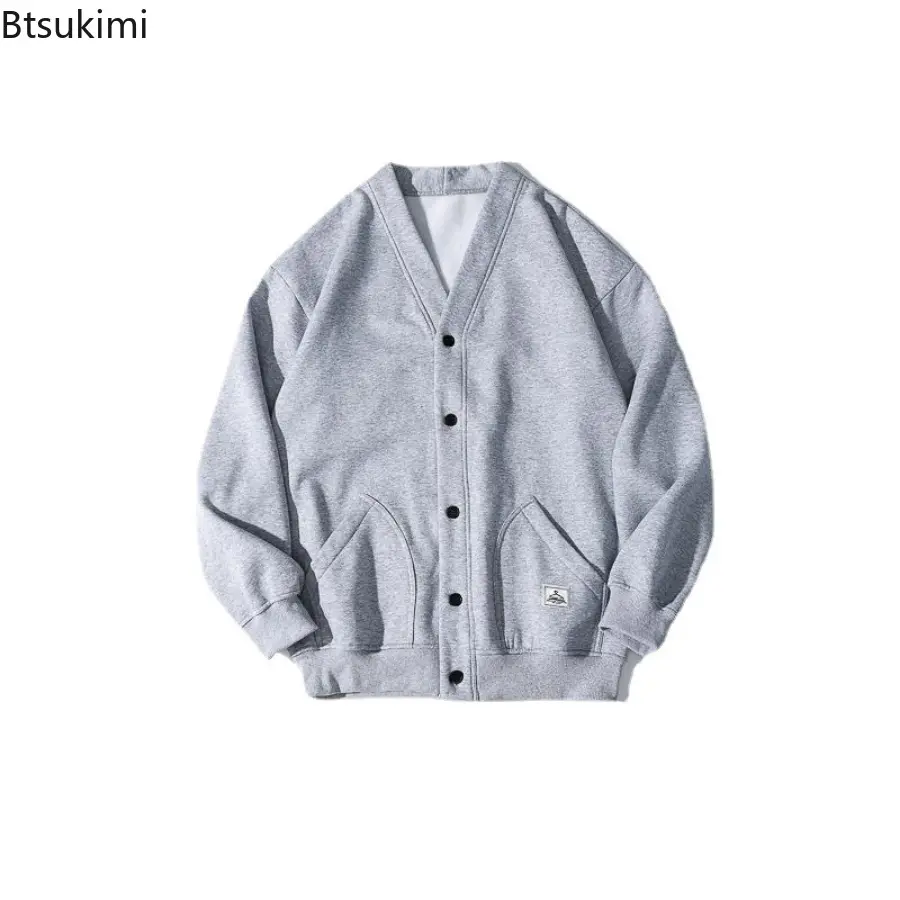 2025 Fashion Harajuku Knit Cardigan Men's Loose Casual Hoodies Coats Spring Autumn Lazy Style Fleece Sport Jackets Plus Size 5XL