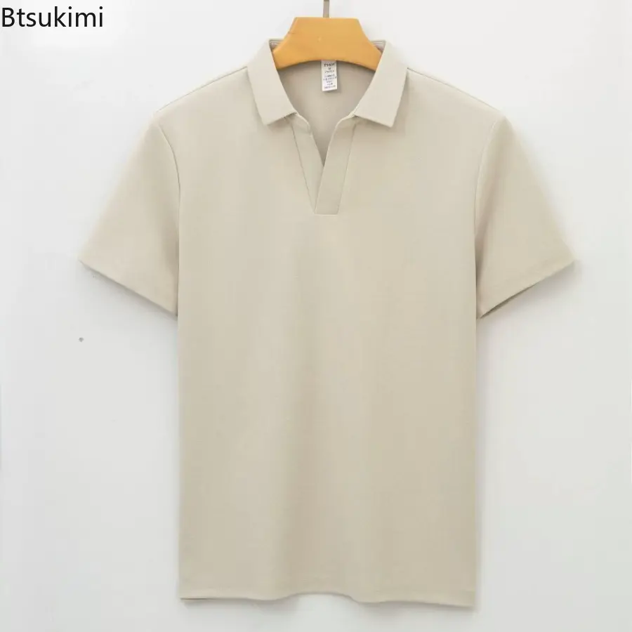 High End Seagull Collar Sport Seamless Polo Shirt Men's T-shirt Antibacterial Breathable Quick Drying Lapel Short Sleeved Tops