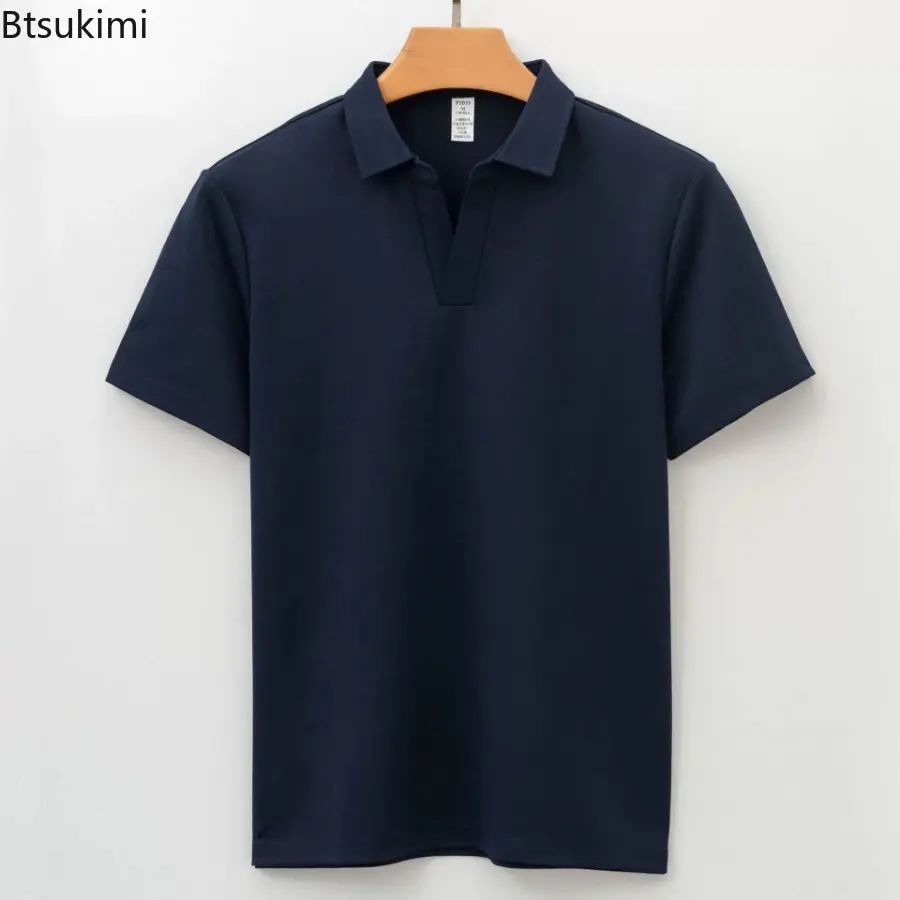 High End Seagull Collar Sport Seamless Polo Shirt Men's T-shirt Antibacterial Breathable Quick Drying Lapel Short Sleeved Tops