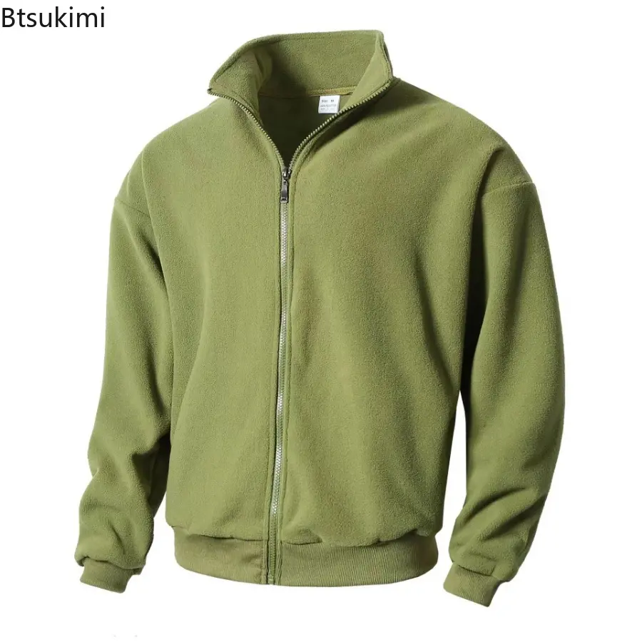 2025 New Men Velvet Thickened Hoodie Shake Fleece Coats Autumn and Winter Stand Up Collar Sports Casual  Fitness Hoodie Cardigan
